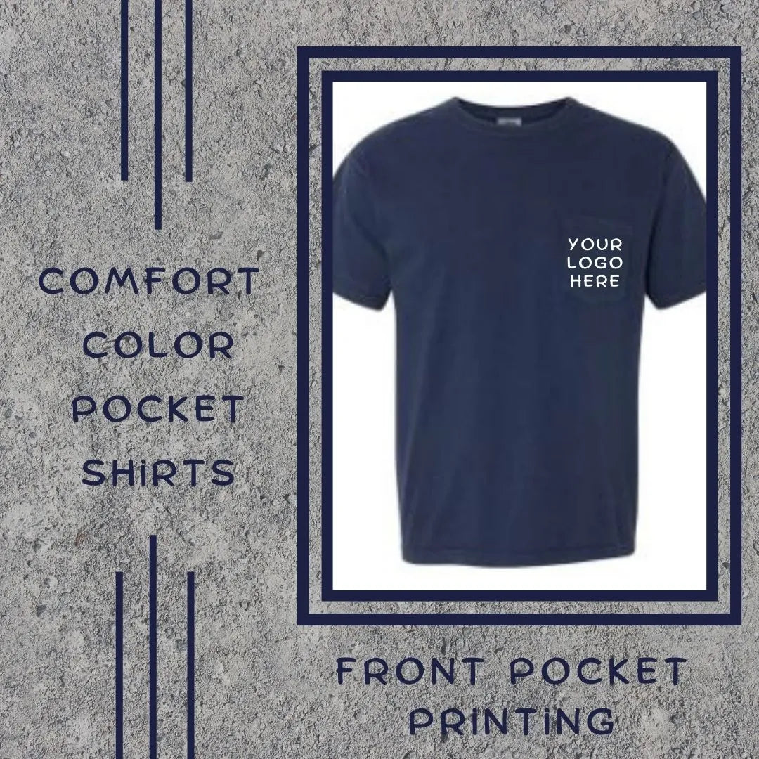 Comfortable custom pocket t-shirt with front pocket printing – perfect for personalized designs, logos, and events.