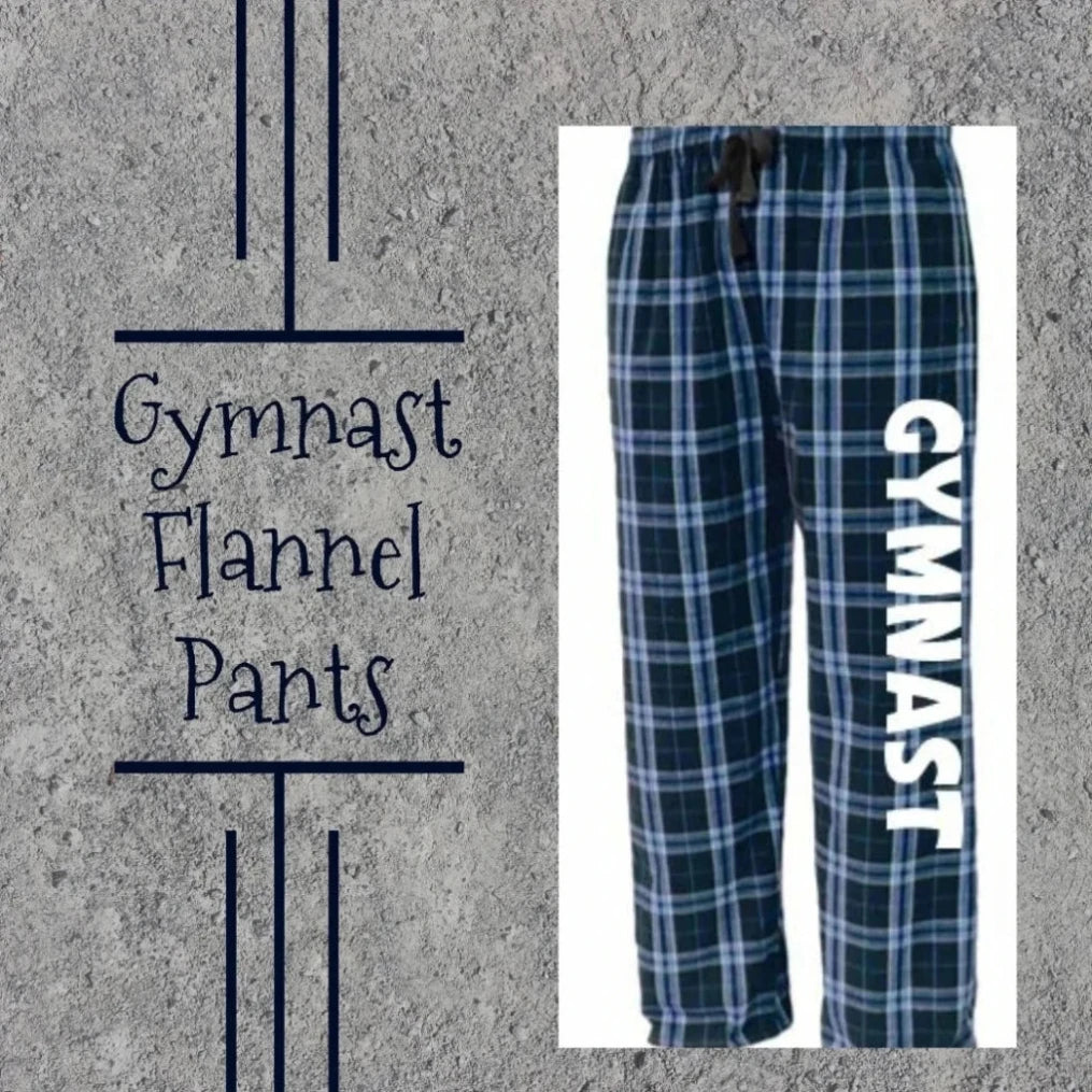 Custom GYMNAST Flannel Pants – soft, cozy, and personalized flannel pants perfect for gymnasts and gymnastics teams