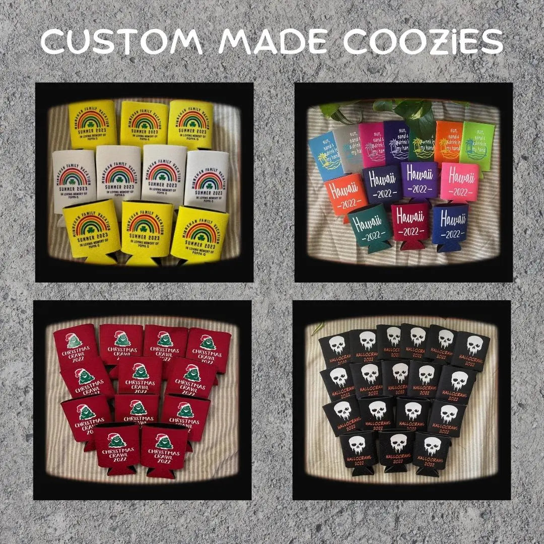 Custom Made Coozies – high-quality, regular-size can coolers for weddings, business promotions, and special events.