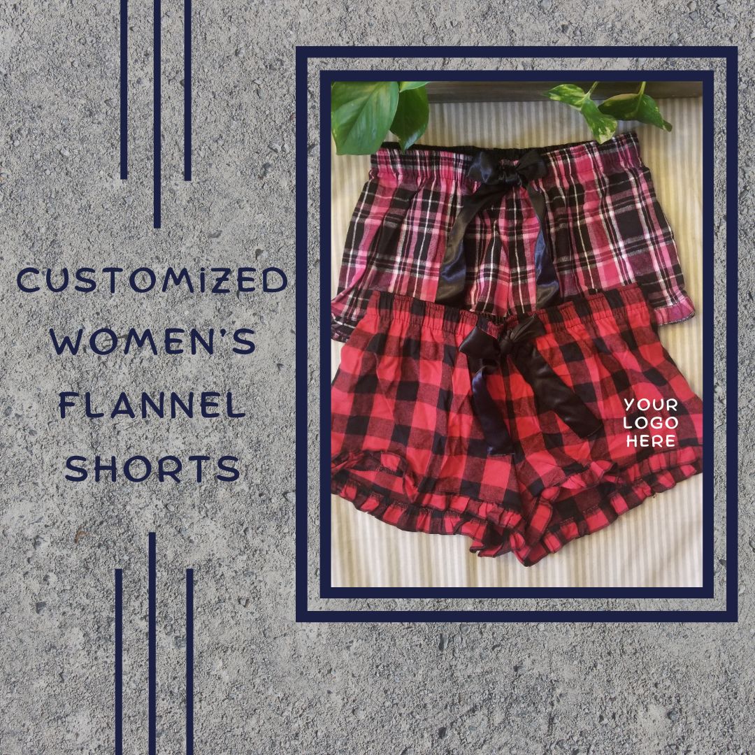 Soft and stylish Custom Flannel Women's Shorts by Boxercraft, perfect for lounging, bridal parties, and personalized gifts
