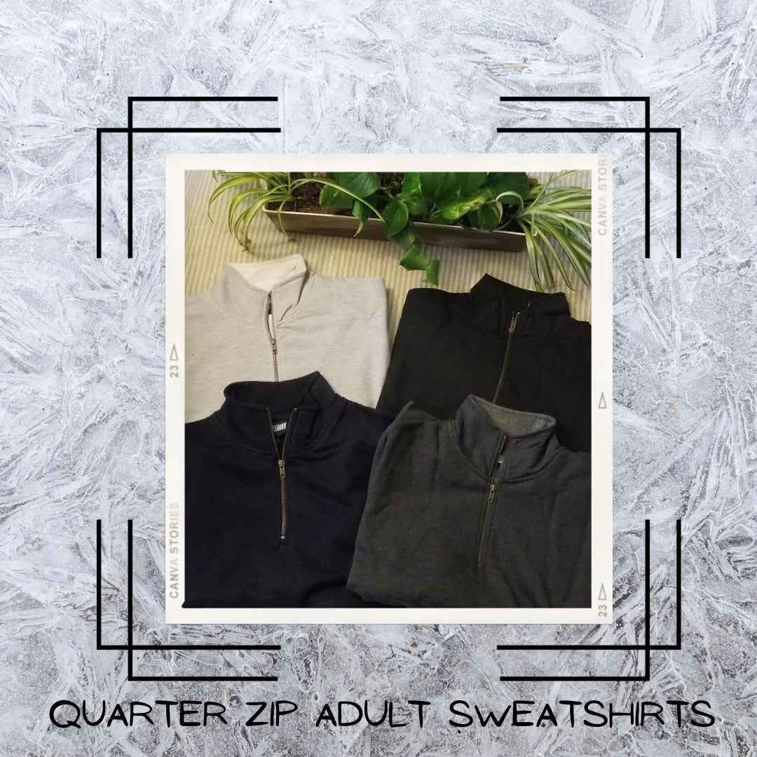 Soft and stylish Custom Quarter Zip Unisex Sweatshirts, perfect for personalized gifts, workwear, and everyday comfort.


