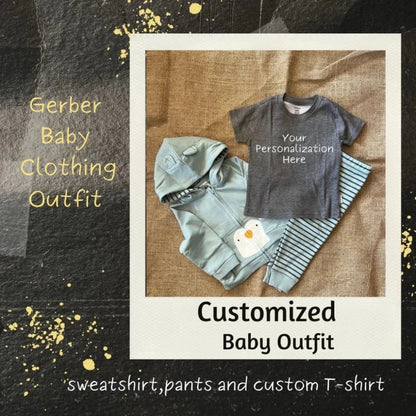 Soft and stylish Customized Gender-Neutral Baby Outfit, a perfect personalized gift for newborns and infants.