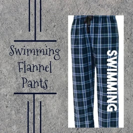 Soft and stylish Personalized Swimming Flannel Pants, perfect for swimmers, team gifts, and casual loungewear.


