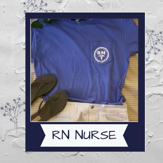 Soft and stylish RN Nurse Comfort Color Pocket Shirt, a perfect gift for registered nurses and healthcare professionals.