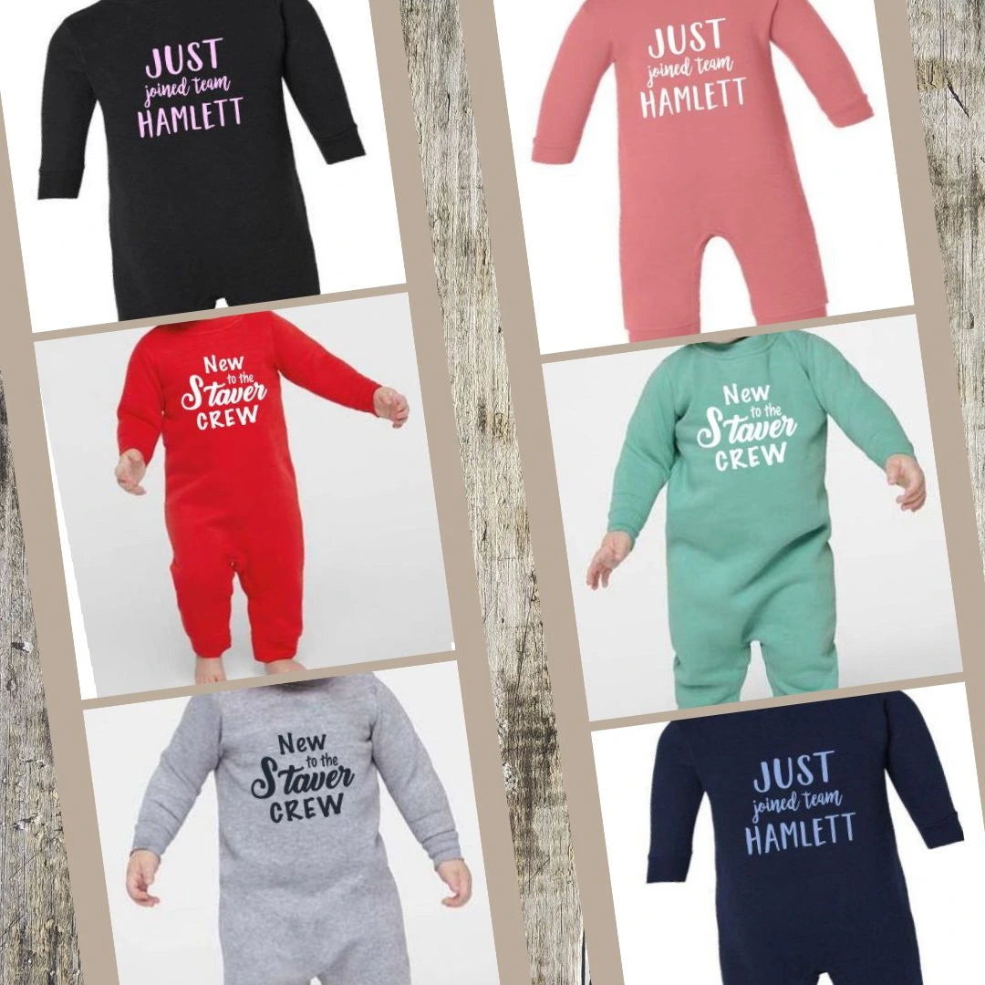 Personalized "New to the Crew" "just Joined" baby clothing - custom made baby gift ideas | Unique Impressions5